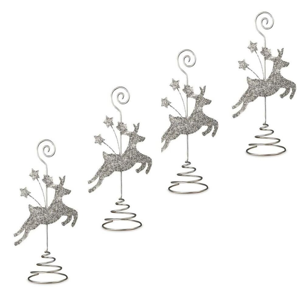 Silver Glitter Reindeer Placecard Holders